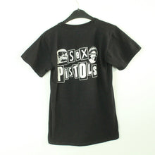 Laden Sie das Bild in den Galerie-Viewer, Vintage SEX PISTOLS T-Shirt / Bandshirt Gr. S schwarz mit Print und Backprint *)