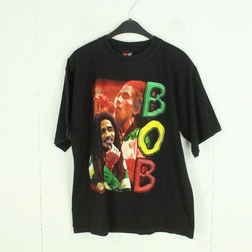 Vintage BOB MARLEY T-Shirt Gr. XXL schwarz mit Print und Backprint 