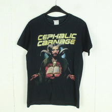 Laden Sie das Bild in den Galerie-Viewer, Vintage CEPHALIC CARNAGE T-Shirt Gr. S blau mit Print 