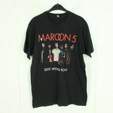 Laden Sie das Bild in den Galerie-Viewer, Vintage MAROON 5 T-Shirt Gr. L schwarz mit Print und Backprint: WORLD TOUR 2015