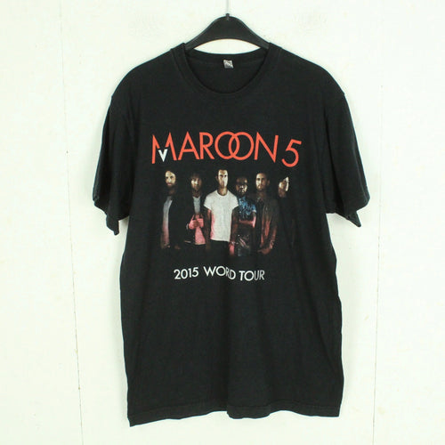 Vintage MAROON 5 T-Shirt Gr. L schwarz mit Print und Backprint: WORLD TOUR 2015