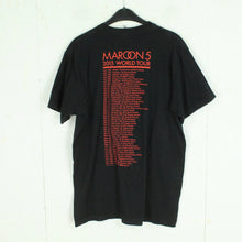 Laden Sie das Bild in den Galerie-Viewer, Vintage MAROON 5 T-Shirt Gr. L schwarz mit Print und Backprint: WORLD TOUR 2015