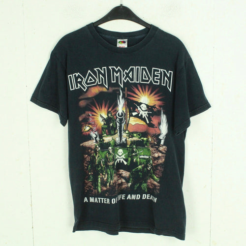 Vintage IRON MAIDEN T-Shirt Gr. M blau mit Print und Backprint Album: A MATTER OF LIFE AND DEATH 2006
