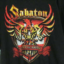 Laden Sie das Bild in den Galerie-Viewer, Vintage SABATON T-Shirt Gr. XL schwarz mit Print und Backprint Tour: Coat Of Arms 2010