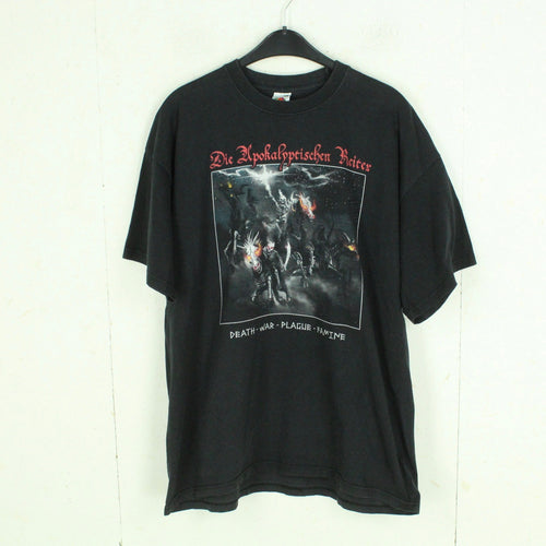 Vintage DIE APOKALYPTISCHEN REITER T-Shirt Gr. XL schwarz mit Print und Backprint: METAL WILL NEVER DIE