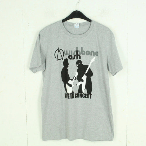 Vintage WISHBONE ASH T-Shirt Gr. L grau meliert mit Print und Backprint Tour