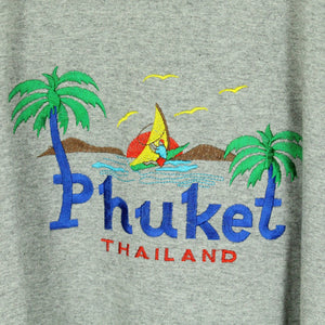 Vintage Souvenir T-Shirt Gr. L grau meliert Thailand Phuket Palmen