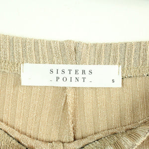 Second Hand SISTERS POINT Strickhose Gr. 38 beige wide leg gerippt Hose (*)