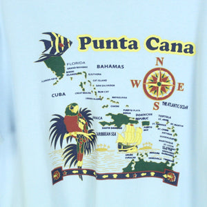 Vintage Souvenir T-Shirt Gr. XL blau Domenikanische Republik Punta Cana Karte