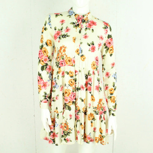 Second Hand STRADIVARIUS Kleid Gr. S beige bunt geblümt (*)