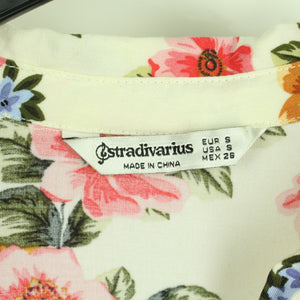 Second Hand STRADIVARIUS Kleid Gr. S beige bunt geblümt (*)