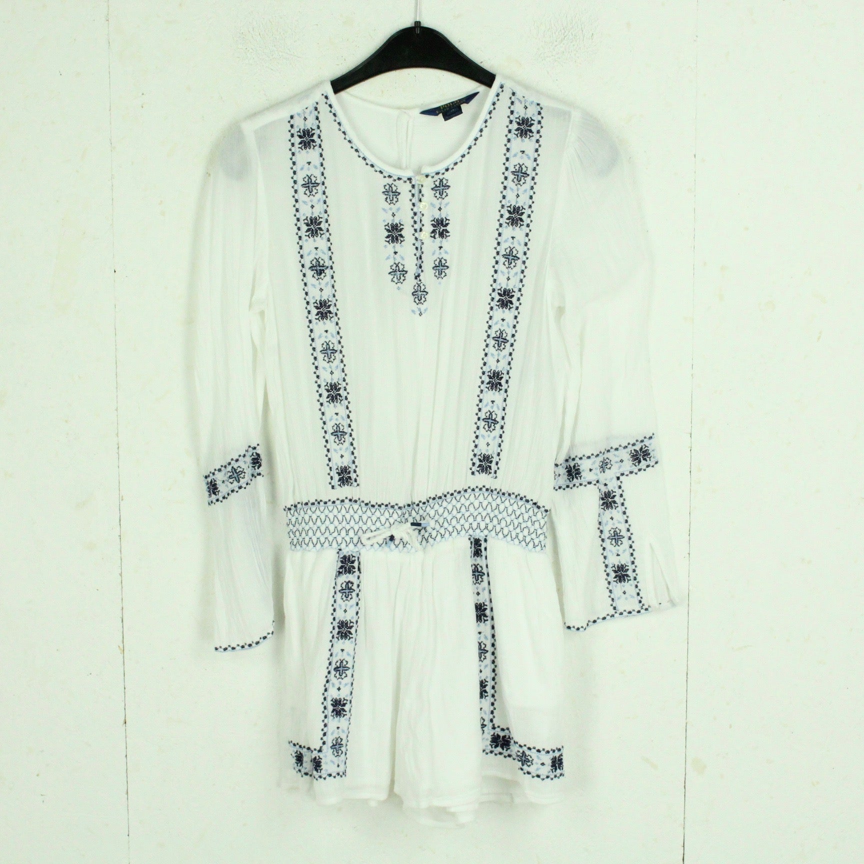 Second Hand POLO BY RALPH LAUREN Jumpsuit Gr. S weiB blau gemustert SALT BERLIN