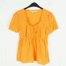 Laden Sie das Bild in den Galerie-Viewer, Vintage Seidenbluse Gr. S orange kurzarm Seide Bluse