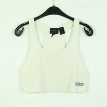 Laden Sie das Bild in den Galerie-Viewer, Second Hand PUMA Crop Top Gr. 38 weiß Frottee mit Flockprint  (*)