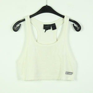 Second Hand PUMA Crop Top Gr. 38 weiß Frottee mit Flockprint  (*)