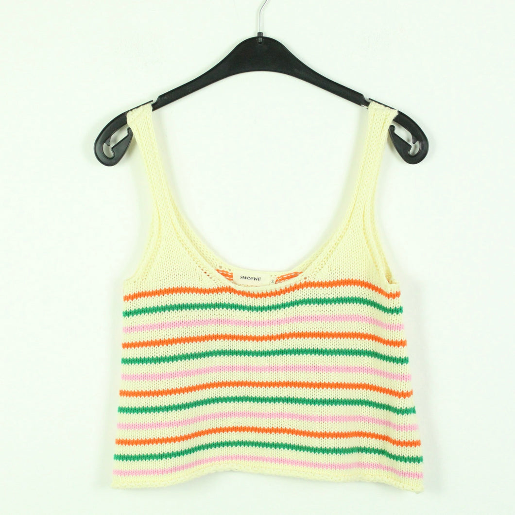 Second Hand Sweewe Crop Stricktop Gr. S creme bunt gestreift  (*)