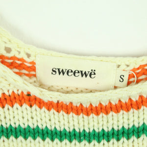 Second Hand Sweewe Crop Stricktop Gr. S creme bunt gestreift  (*)