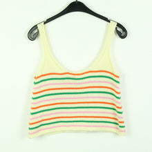 Laden Sie das Bild in den Galerie-Viewer, Second Hand Sweewe Crop Stricktop Gr. S creme bunt gestreift  (*)