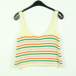 Second Hand Sweewe Crop Stricktop Gr. S creme bunt gestreift  (*)