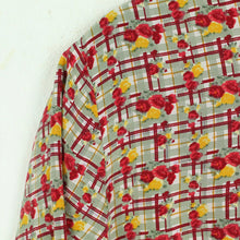 Laden Sie das Bild in den Galerie-Viewer, Vintage Seidenbluse Gr. M rot mehrfarbig crazy pattern kurzarm Seide Bluse