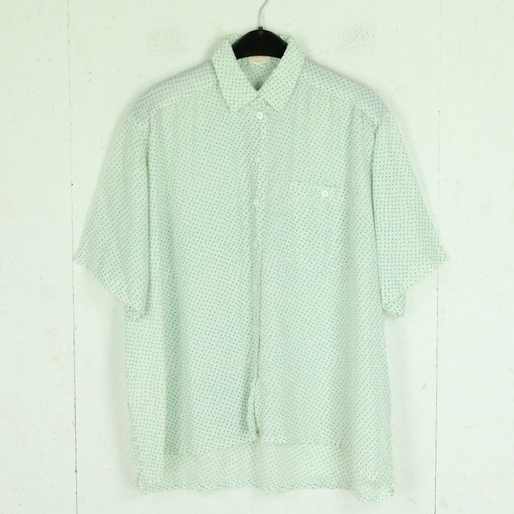Vintage Seidenbluse Gr. M grün weiß gemustert crazy pattern kurzarm Seide Bluse