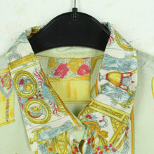 Laden Sie das Bild in den Galerie-Viewer, Vintage Seidenbluse Gr. M bunt crazy pattern kurzarm Seide Bluse