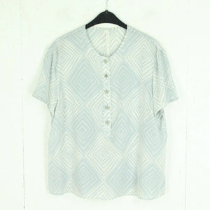 Vintage Seidenbluse Gr. M blau weiß gemustert crazy pattern kurzarm Seide Bluse