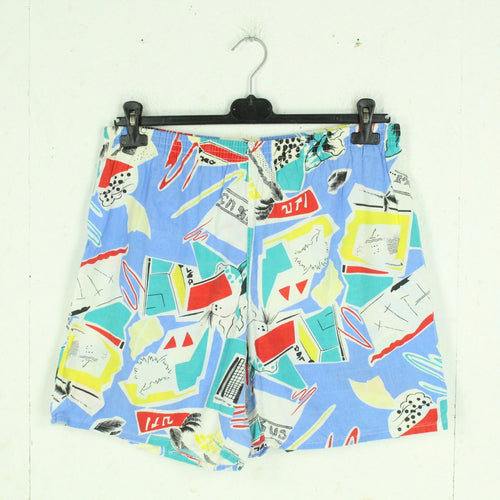 Vintage Beach Shorts Gr. XL hellblau bunt Crazy Pattern
