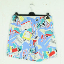 Laden Sie das Bild in den Galerie-Viewer, Vintage Beach Shorts Gr. XL hellblau bunt Crazy Pattern