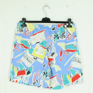 Vintage Beach Shorts Gr. XL hellblau bunt Crazy Pattern