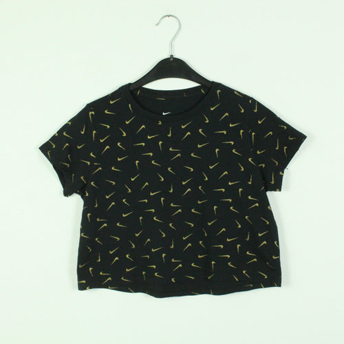 Second Hand NIKE T-shirt Gr. XL schwarz cropped Swoosh Print (*)