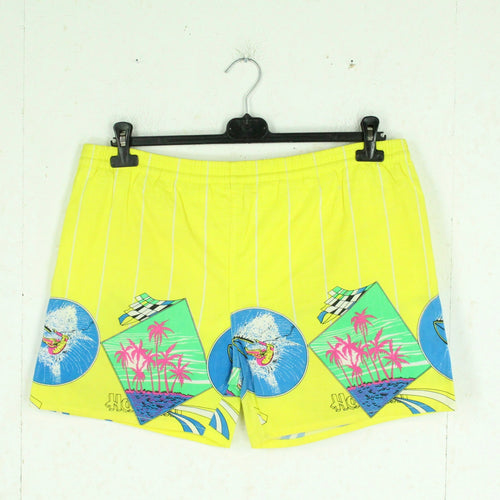 Vintage Beach Shorts Gr. XL gelb bunt Crazy Pattern