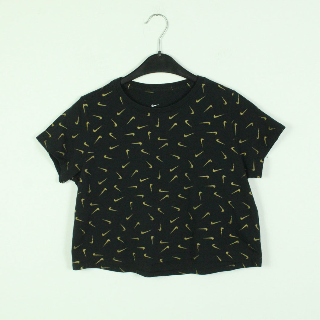 Second Hand NIKE T-shirt Gr. XL schwarz cropped Swoosh Print (*)