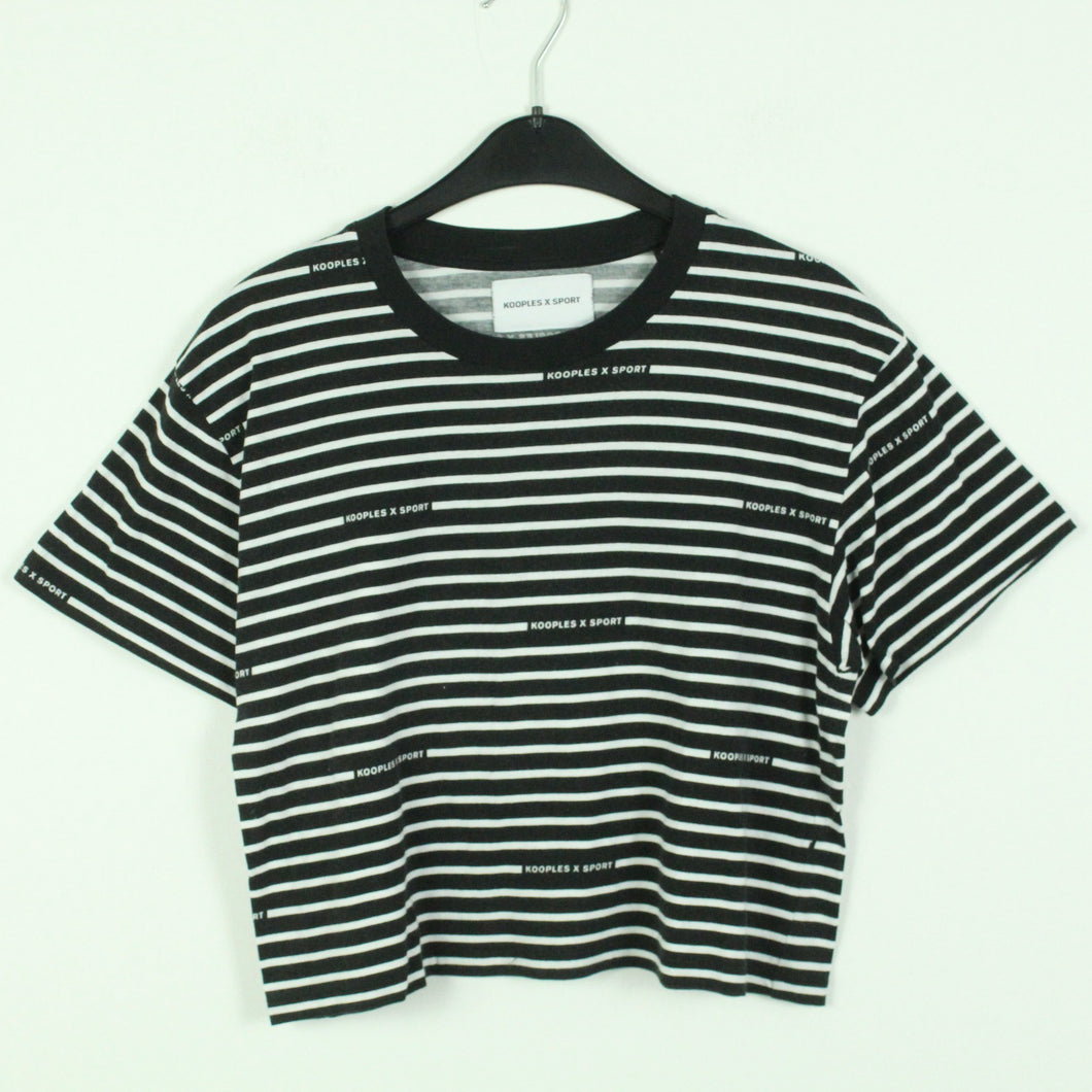 Second Hand THE KOOPLES X SPORT T-shirt Gr. 2 schwarz cropped gestreift (*)