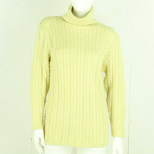 Second Hand MONDI Pullover mit Wolle Gr. 38 gelb uni Zopfmuster (*)