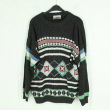 Laden Sie das Bild in den Galerie-Viewer, Vintage Pullover mit Wolle Gr. L mehrfarbig gemustert Strick