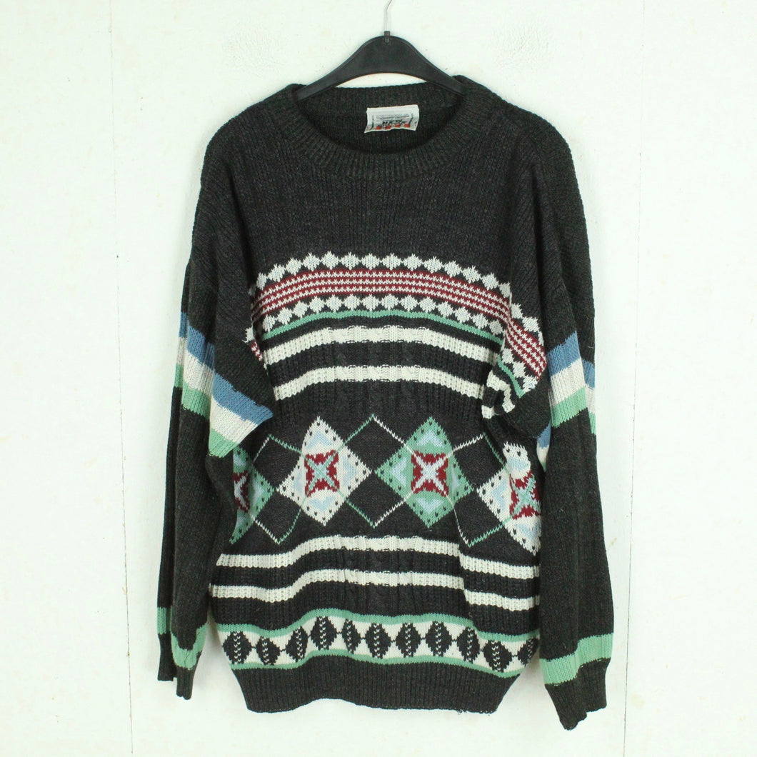 Vintage Pullover mit Wolle Gr. L mehrfarbig gemustert Strick