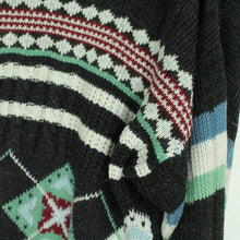 Laden Sie das Bild in den Galerie-Viewer, Vintage Pullover mit Wolle Gr. L mehrfarbig gemustert Strick
