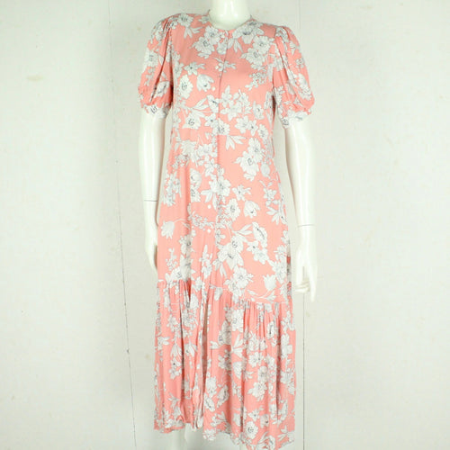 Second Hand N. Y. BOUTIQUE Midikleid Gr. L lachs mehrfarbig geblümt Kleid (*)