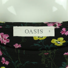 Laden Sie das Bild in den Galerie-Viewer, Second Hand OASIS Minikleid Gr. S schwarz mehrfarbig geblümt Kleid (*)