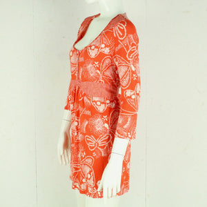 Second Hand WHITE STUFF Minikleid Gr. 42 orange weiß gemustert Kleid (*)