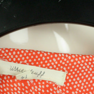 Second Hand WHITE STUFF Minikleid Gr. 42 orange weiß gemustert Kleid (*)