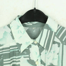 Laden Sie das Bild in den Galerie-Viewer, Vintage Bluse Gr. L grün weiß Crazy Pattern langarm