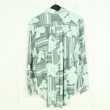 Laden Sie das Bild in den Galerie-Viewer, Vintage Bluse Gr. L grün weiß Crazy Pattern langarm