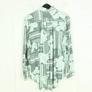Vintage Bluse Gr. L grün weiß Crazy Pattern langarm