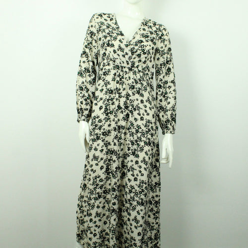 Second Hand LINDEX Maxikleid Gr. S beige abstrakt geblümt (*)