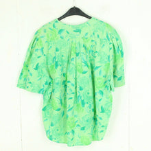 Laden Sie das Bild in den Galerie-Viewer, Vintage Bluse Gr. L grün geblümt kurzarm