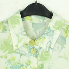 Laden Sie das Bild in den Galerie-Viewer, Vintage Bluse Gr. L weiß grün geblümt kurzarm