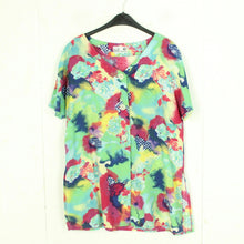 Laden Sie das Bild in den Galerie-Viewer, Vintage Bluse Gr. L bunt Crazy Pattern kurzarm