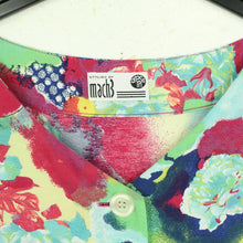 Laden Sie das Bild in den Galerie-Viewer, Vintage Bluse Gr. L bunt Crazy Pattern kurzarm